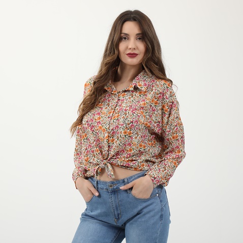 ATTRATTIVO-Γυναικείο cropped πουκάμισο ATTRATTIVO πολύχρωμο floral