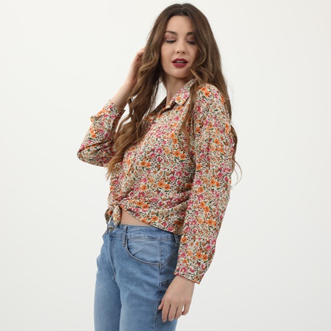 ATTRATTIVO-Γυναικείο cropped πουκάμισο ATTRATTIVO πολύχρωμο floral