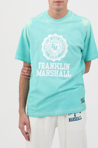 FRANKLIN & MARSHALL-Ανδρική μπλούζα FRANKLIN & MARSHALL THERMOCROMIX τιρκουάζ