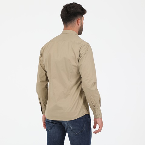 EDWARD JEANS-Ανδρικό πουκάμισο EDWARD JEANS CURD-W21 μπεζ