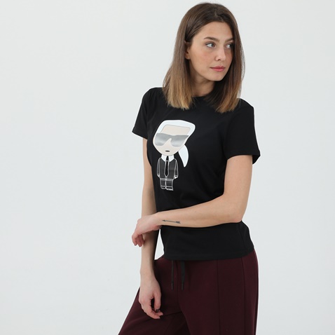 KARL LAGERFELD-Γυναικείο t-shirt KARL LAGERFELD APPAREL IKONIK μαύρο