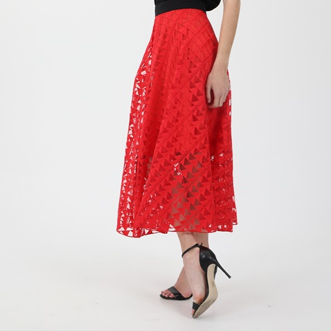 KARL LAGERFELD-Γυναικεία midi φούστα KARL LAGERFELD EMBROIDERED MESH πορτοκαλί