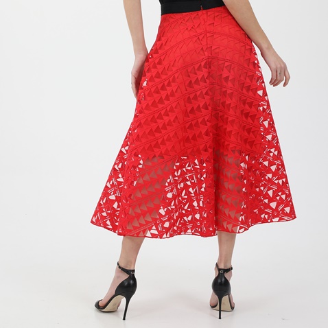 KARL LAGERFELD-Γυναικεία midi φούστα KARL LAGERFELD EMBROIDERED MESH πορτοκαλί