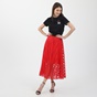 KARL LAGERFELD-Γυναικεία midi φούστα KARL LAGERFELD EMBROIDERED MESH πορτοκαλί