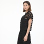 KARL LAGERFELD-Γυναικείο top KARL LAGERFELD EMBROIDERED MESH μαύρο