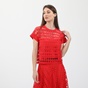 KARL LAGERFELD-Γυναικείο top KARL LAGERFELD EMBROIDERED MESH πορτοκαλί