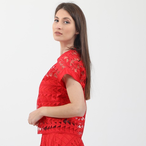 KARL LAGERFELD-Γυναικείο top KARL LAGERFELD EMBROIDERED MESH πορτοκαλί