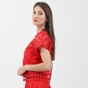 KARL LAGERFELD-Γυναικείο top KARL LAGERFELD EMBROIDERED MESH πορτοκαλί