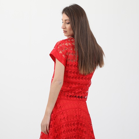 KARL LAGERFELD-Γυναικείο top KARL LAGERFELD EMBROIDERED MESH πορτοκαλί