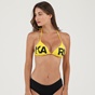 KARL LAGERFELD-Γυναικείο μαγιό μπικίνι top KARL LAGERFELD PRINTED LOGO TRIANGLE BRA κίτρινο