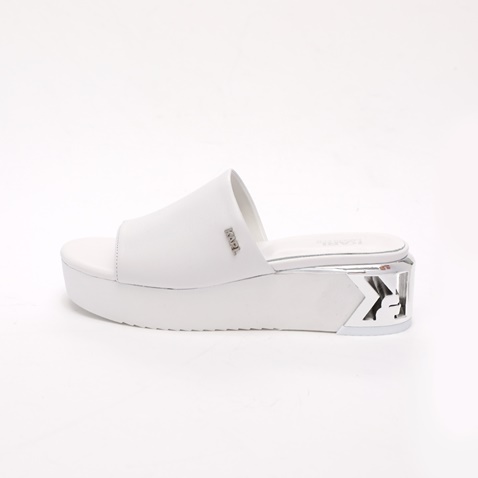 KARL LAGERFELD-Γυναικεία δερμάτινα mules KARL LAGERFELD MULE SANDALS λευκά