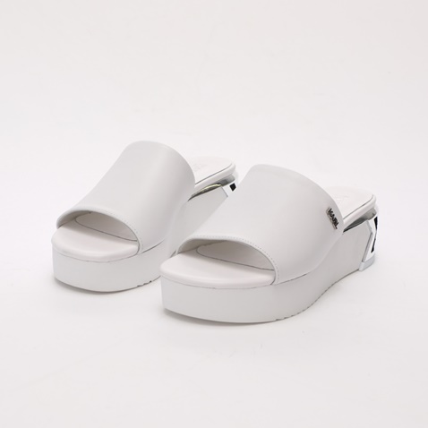 KARL LAGERFELD-Γυναικεία δερμάτινα mules KARL LAGERFELD MULE SANDALS λευκά