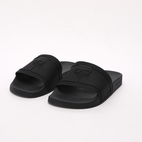 KARL LAGERFELD-Γυναικεία slides KARL LAGERFELD KL80919 IKONIC RELIEF SLIDE μαύρα