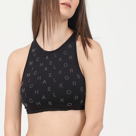 MICHAEL KORS-Γυναικείο μαγιό top MICHAEL by Michael Kors Studded Logo Solids Racerback μαύρο