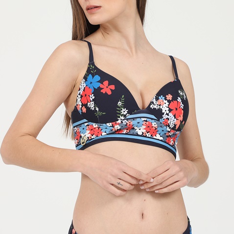 MICHAEL KORS-Γυναικείο μαγιό μπικίνι top MICHAEL by Michael Kors Floral Border Bralette Top μπλε