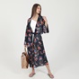 MICHAEL KORS-Γυναικείο μακρύ κιμονό MICHAEL by Michael Kors Floral Border Kimono Cover Up μπλε