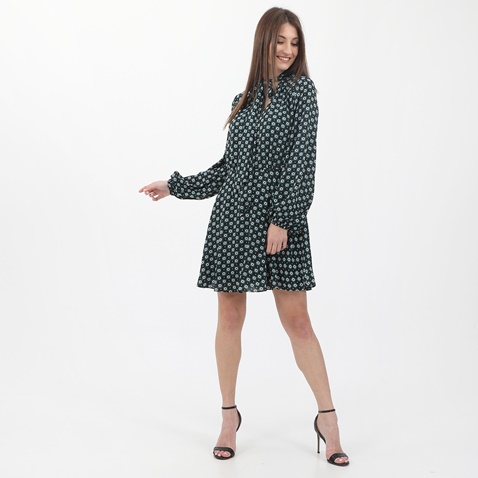 TED BAKER-Γυναικείο mini φόρεμα TED BAKER WMD-DOLLEY-Rocoo γκρι πράσινο floral