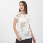 TED BAKER-Γυναικεία μπλούζα TED BAKER PAPYRUS PRINTED FITTED λευκή πράσινη
