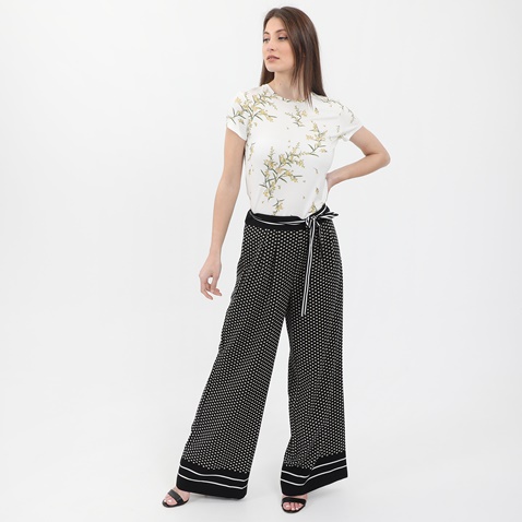 TED BAKER-Γυναικεία μπλούζα TED BAKER PAPYRUS PRINTED FITTED λευκή πράσινη