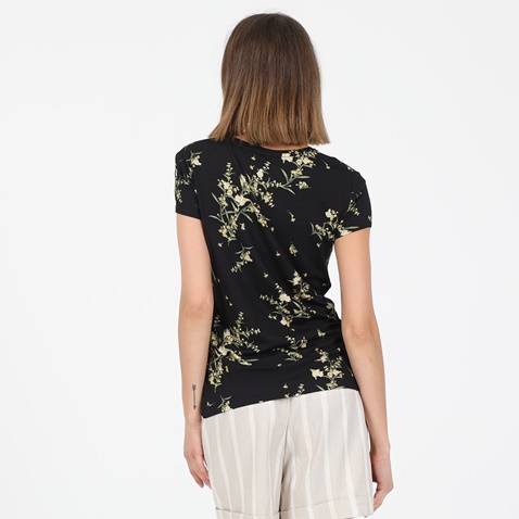TED BAKER-Γυναικεία μπλούζα TED BAKER PAPYRUS PRINTED FITTED TEE μαύρη κίτρινη