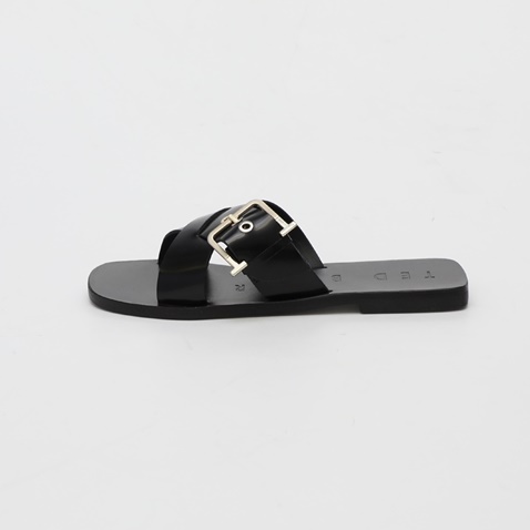 TED BAKER-Γυναικεία flat πέδιλα TED BAKER BUCKLE DETAIL FLAT SANDALS μαύρα