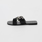 TED BAKER-Γυναικεία flat πέδιλα TED BAKER BUCKLE DETAIL FLAT SANDALS μαύρα