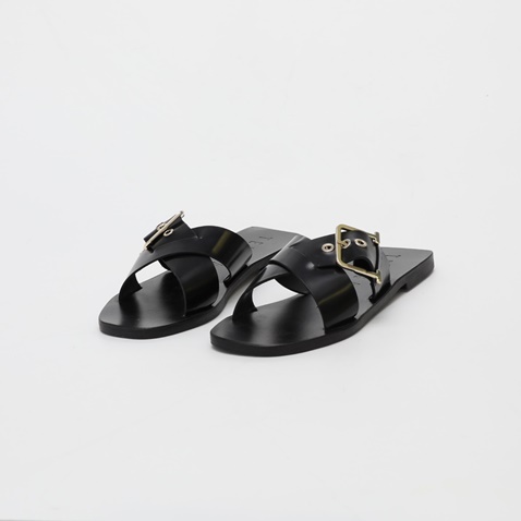 TED BAKER-Γυναικεία flat πέδιλα TED BAKER BUCKLE DETAIL FLAT SANDALS μαύρα