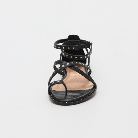 TED BAKER-Γυναικεία σανδάλια TED BAKER FLAT STUDDED GLADIATOR μαύρα