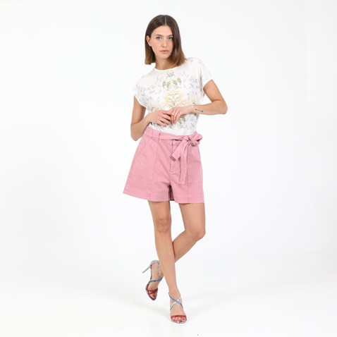 TED BAKER-Γυναικεία βερμούδα TED BAKER UTILITY SHORTS WITH TIE BELT ροζ