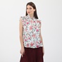 TED BAKER-Γυναικείο αμάνικο πουκάμισο TED BAKER  PLEATED RUFFLE λευκό floral