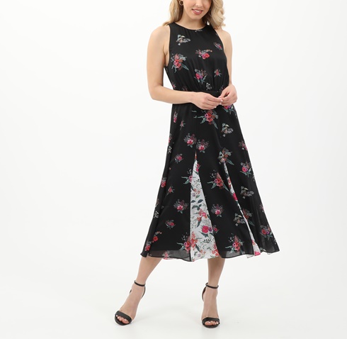 TED BAKER-Γυναικείο midi φόρεμα Liilo TED BAKER METROPOLIS MIDI DRESS μαύρο floral