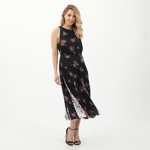 TED BAKER-Γυναικείο midi φόρεμα Liilo TED BAKER METROPOLIS MIDI DRESS μαύρο floral