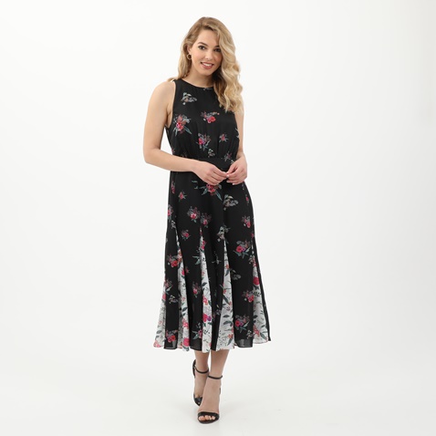 TED BAKER-Γυναικείο midi φόρεμα Liilo TED BAKER METROPOLIS MIDI DRESS μαύρο floral