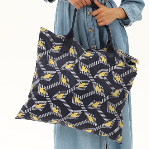 TED BAKER-Γυναικεία τσάντα ώμου TED BAKER 252569 LIP FOLDAWAY SHOPPER μπλε κίτρινη