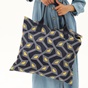 TED BAKER-Γυναικεία τσάντα ώμου TED BAKER 252569 LIP FOLDAWAY SHOPPER μπλε κίτρινη