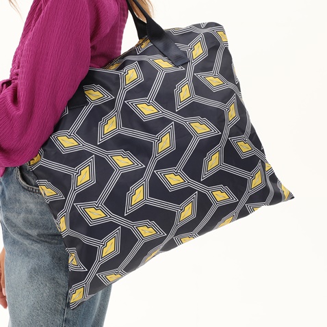 TED BAKER-Γυναικεία τσάντα ώμου TED BAKER 252569 LIP FOLDAWAY SHOPPER μπλε κίτρινη