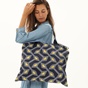 TED BAKER-Γυναικεία τσάντα ώμου TED BAKER 252569 LIP FOLDAWAY SHOPPER μπλε κίτρινη