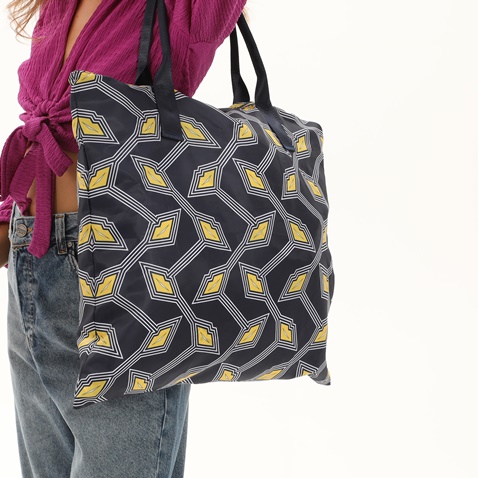 TED BAKER-Γυναικεία τσάντα ώμου TED BAKER 252569 LIP FOLDAWAY SHOPPER μπλε κίτρινη