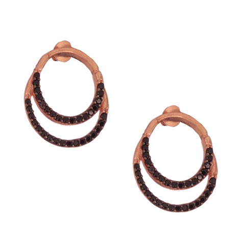JEWELTUDE-Γυναικεία ασημένια σκουλαρίκια JEWELTUDE 12564 ρόζ επιχρυσωμένα