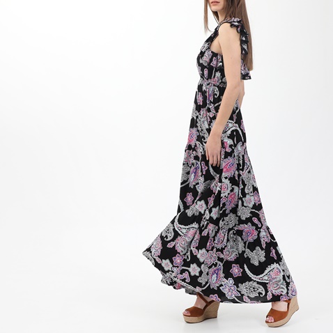 'ALE-Γυναικείο maxi φόρεμα 'ALE μαύρο floral
