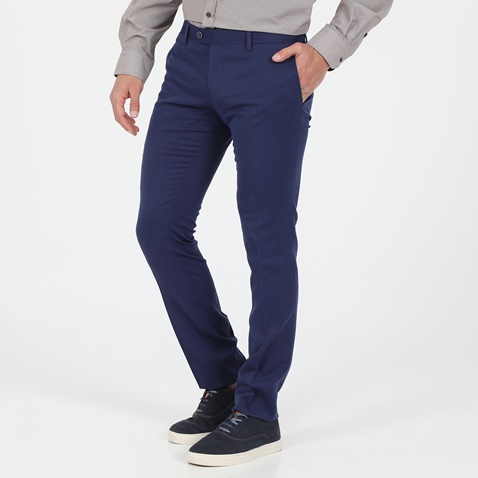 DORS-Ανδρικό formal chino παντελόνι DORS fancy pique μπλε