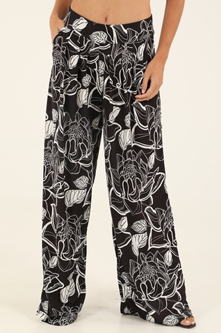 KENDALL+KYLIE-Γυναικεία φαρδιά παντελόνα KENDALL+KYLIE PRINT FLARED PANTS ασπρόμαυρη
