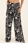 KENDALL+KYLIE-Γυναικεία φαρδιά παντελόνα KENDALL+KYLIE PRINT FLARED PANTS ασπρόμαυρη