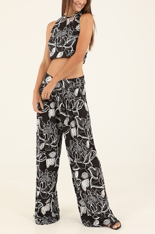 KENDALL+KYLIE-Γυναικεία φαρδιά παντελόνα KENDALL+KYLIE PRINT FLARED PANTS ασπρόμαυρη