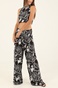 KENDALL+KYLIE-Γυναικεία φαρδιά παντελόνα KENDALL+KYLIE PRINT FLARED PANTS ασπρόμαυρη