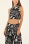 KENDALL+KYLIE-Γυναικείο cropped top KENDALL+KYLIE PRINT STRAPPY ασπρόμαυρο