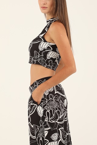 KENDALL+KYLIE-Γυναικείο cropped top KENDALL+KYLIE PRINT STRAPPY ασπρόμαυρο