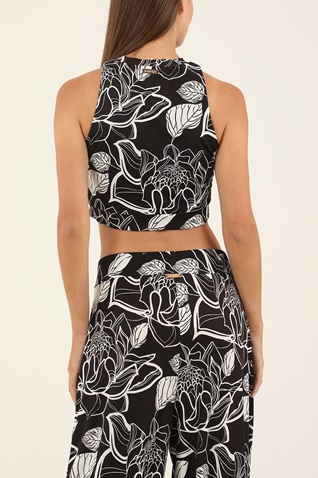 KENDALL+KYLIE-Γυναικείο cropped top KENDALL+KYLIE PRINT STRAPPY ασπρόμαυρο