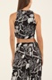 KENDALL+KYLIE-Γυναικείο cropped top KENDALL+KYLIE PRINT STRAPPY ασπρόμαυρο