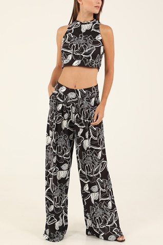 KENDALL+KYLIE-Γυναικείο cropped top KENDALL+KYLIE PRINT STRAPPY ασπρόμαυρο